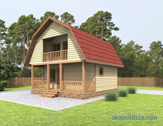 casă de baie cu o verandă sau terasă în dimensiunile de 6x6 și 6x8, opțiuni din lemn și bustean 6 până la 4 și 5 până la 8, fotografii, video