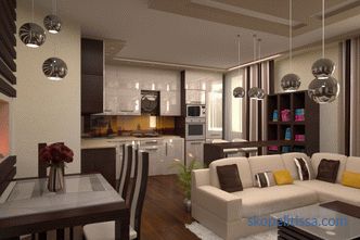 Proiectare bucătărie cu sufragerie și cameră de zi într-o casă privată: fotografie de idei de planificare