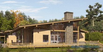 Case cu un acoperiș ușor, proiecte de case de lemn cu o singură etapă, dispozitive, diagrame și desene, fotografii
